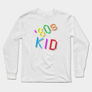 '80s Kid. Colorful Retro Design. (White Background) Long Sleeve T-Shirt